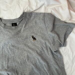 MENS OVO grey crew neck short sleeve tee with embroidered design